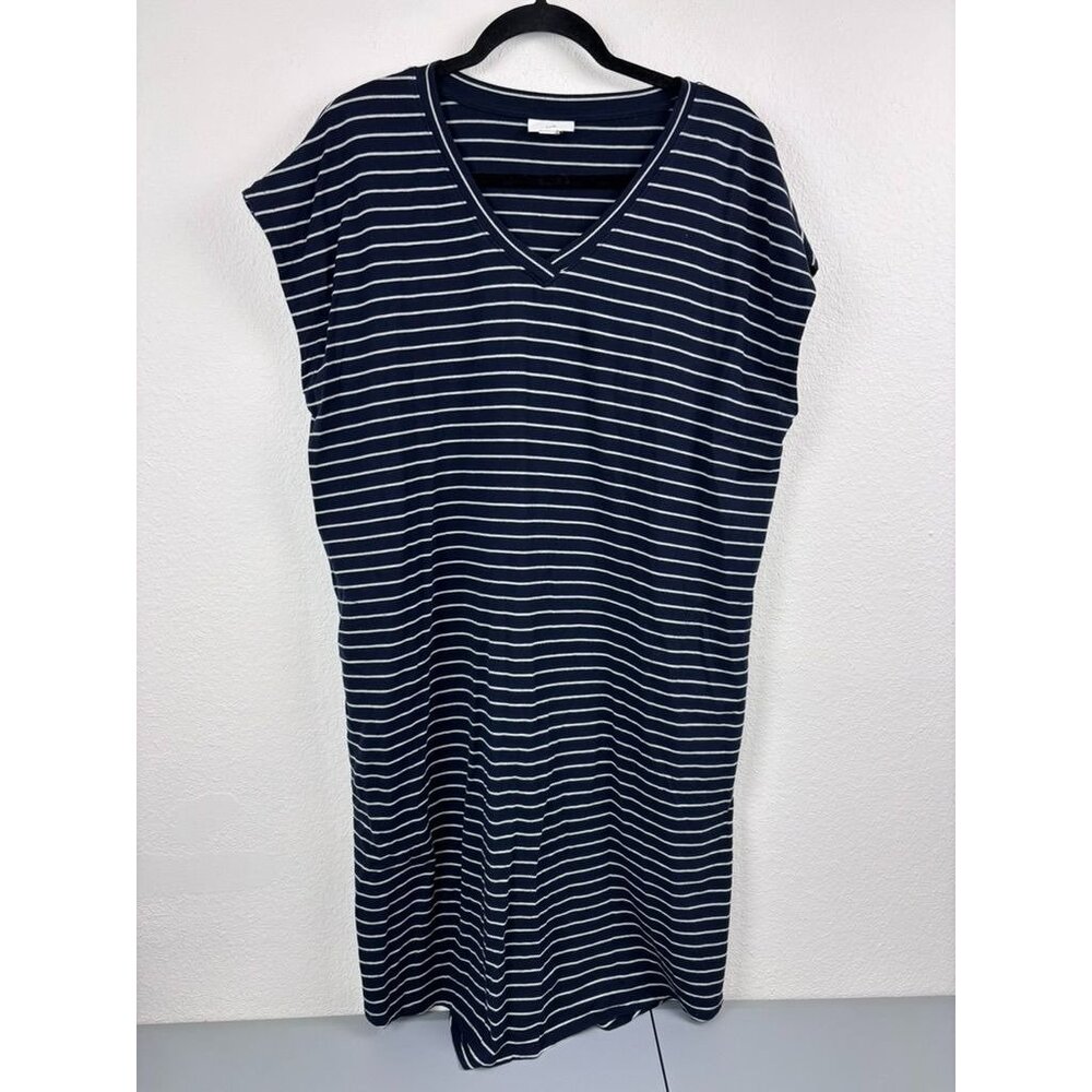 J.‎ Jill women's XL navy white striped v-neck stretch t-shirt shift dress casual